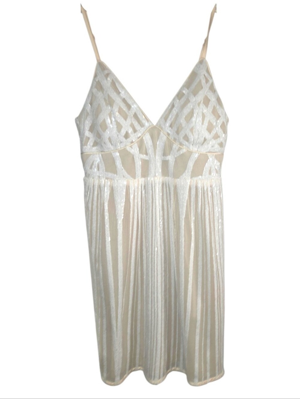 Lulus NEW Cream & White Sequin Mini Cocktail Dress - Picture 2 of 16